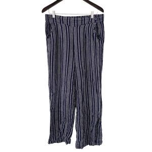 Land n Sea Navy Stripe Wide Leg Linen Blend Pants